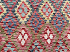 Handwoven Afghan Kilim Rug 259 × 305 cm – 10’0 × 8’6 | Boho Tribal Flatweave | Multicolour Geometric Design