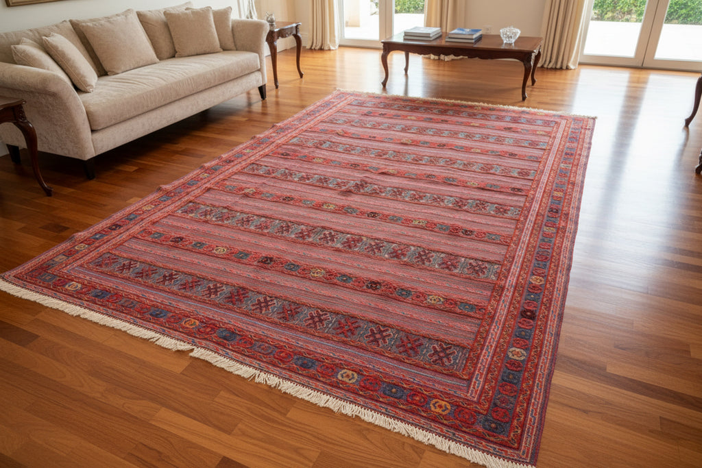 Mashwani Berjesta Tribal Rug 198 × 301 cm – Handwoven Wool Flatweave | Geometric Afghan Design