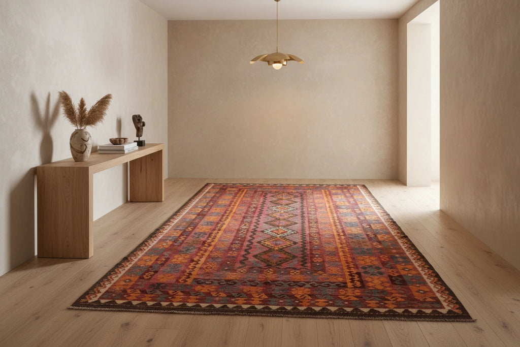 Nomad Heritage Afghan Kilim Rug – 260 x 202 cm | Vintage Handwoven Wool Flatweave
