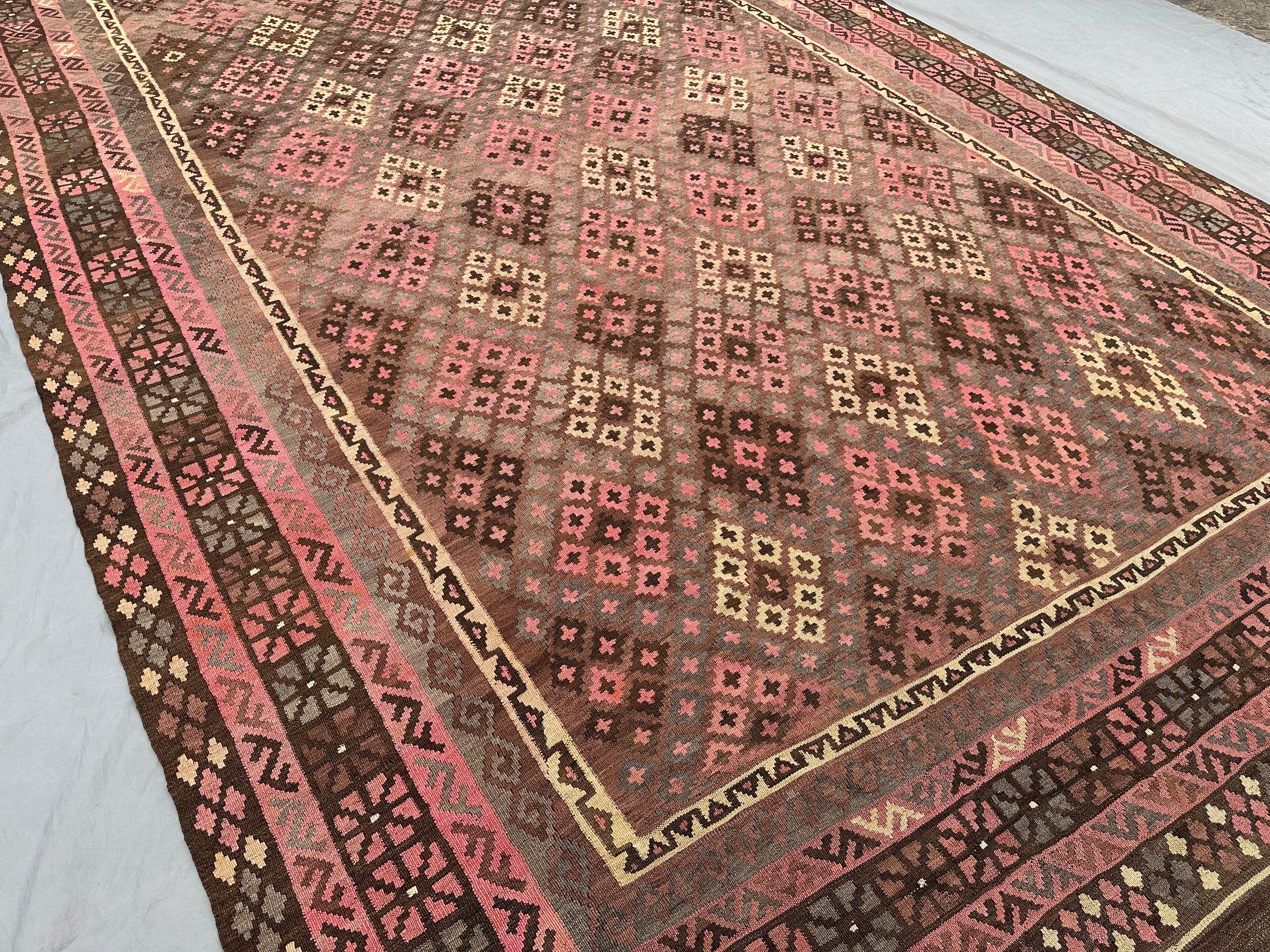 Oversized Afghan Kilim Rug 401x254cm | Handmade Wool Flatweave Tribal Carpet