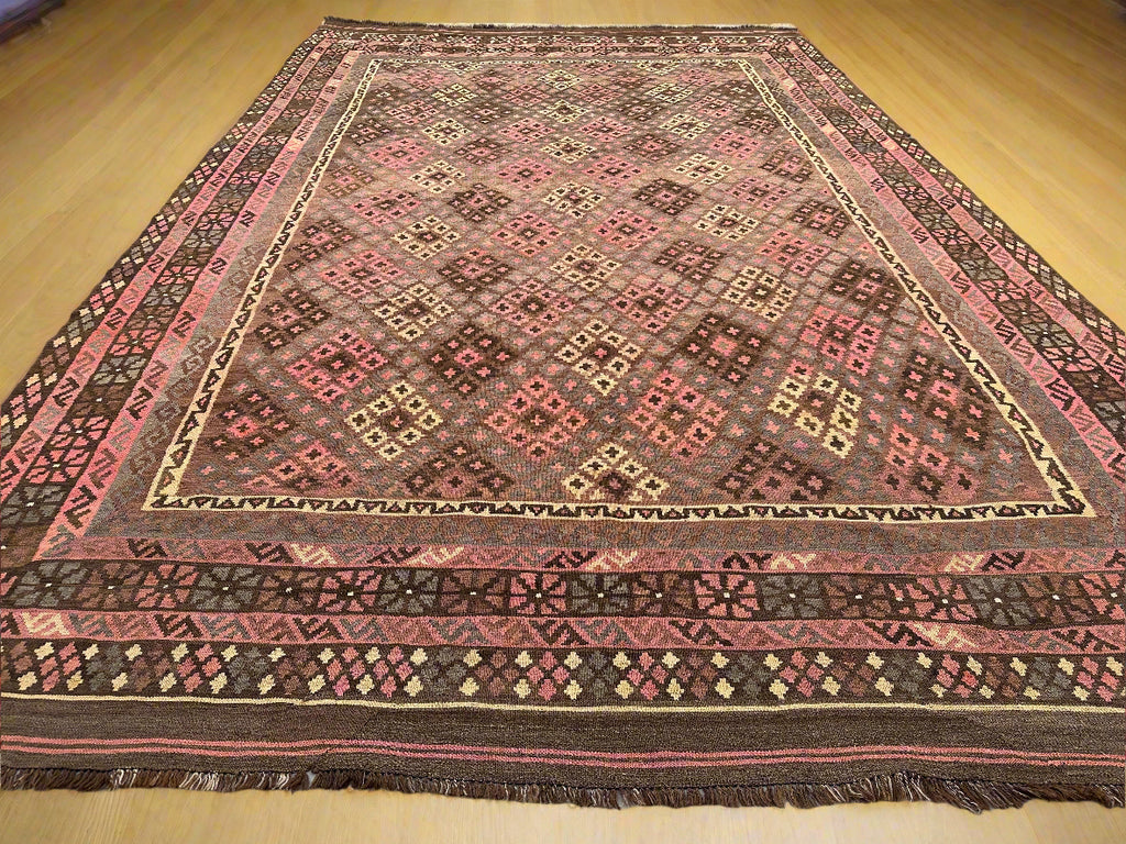 Oversized Afghan Kilim Rug 401x254cm | Handmade Wool Flatweave Tribal Carpet