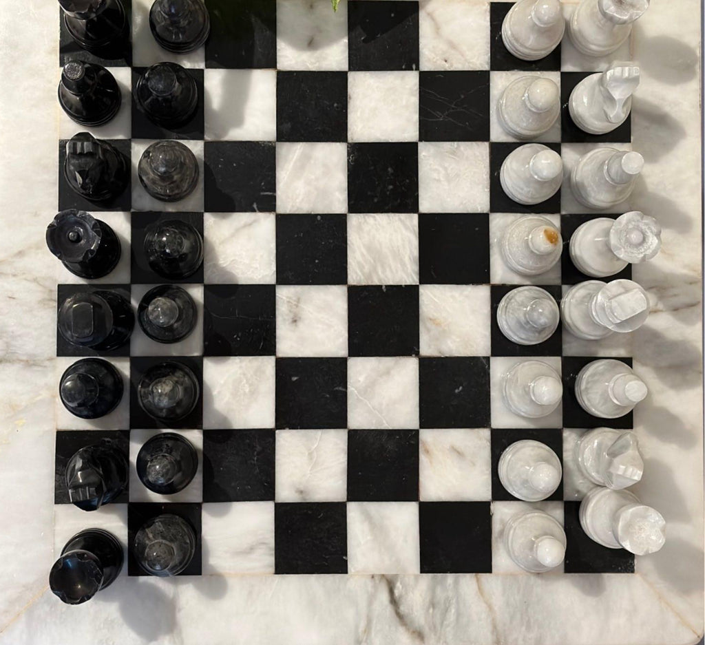 Handmade Marble Chess Set Luxury Stone Chess Board 30cm 40cm Gift Set Australia