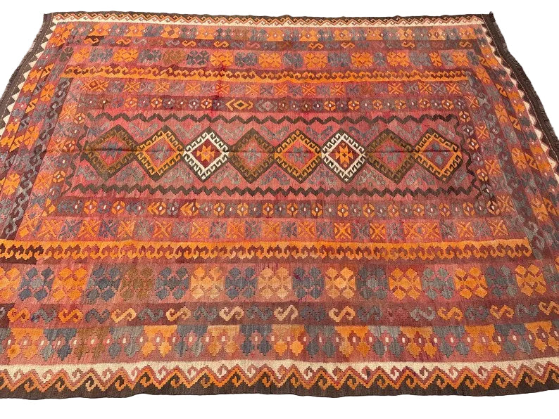 Nomad Heritage Afghan Kilim Rug – 260 x 202 cm | Vintage Handwoven Wool Flatweave