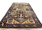 Handmade Afghan Baluchi Rug – Tribal Wool Area Rug | Vintage Geometric Carpet | Traditional Afghan Design | 210 x 118 cm
