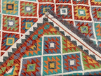 Handmade Afghan Kilim Rug 219 × 283 cm – 7’2 × 9’3 | Boho Tribal Flatweave | Multicolour Geometric Design