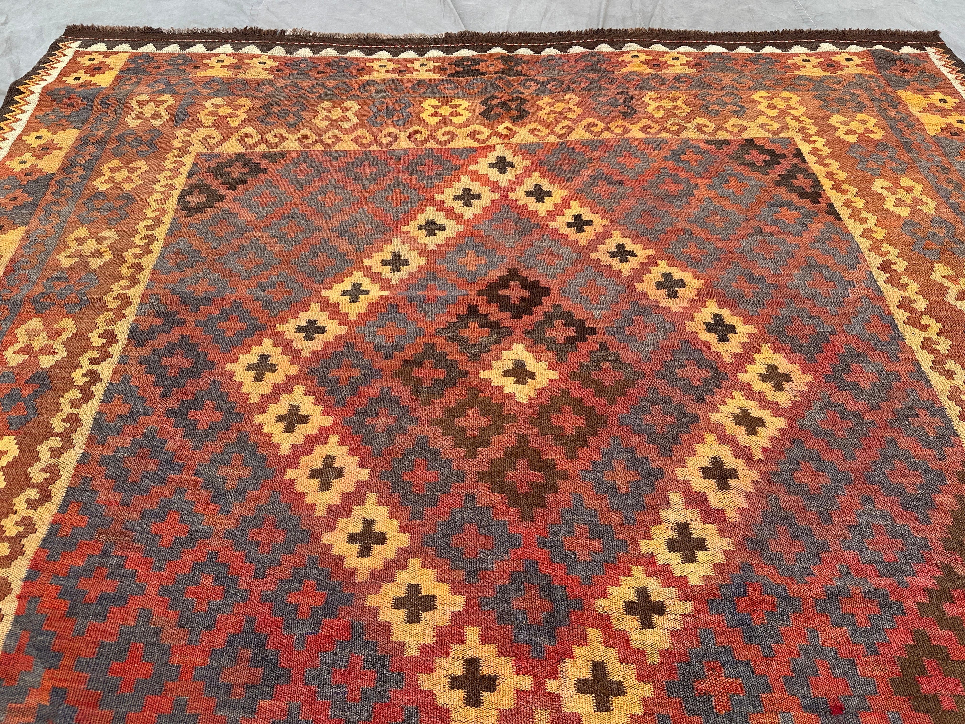 Afghan Kilim Rug 200x300 cm | Handwoven Wool Flatweave | Vintage Tribal Geometric Carpet | Boho & Ethnic Home Decor