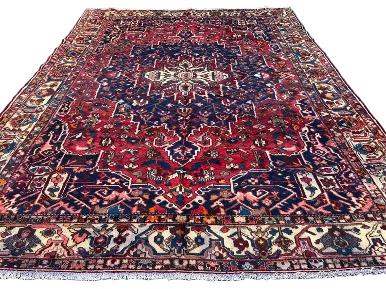 Antique Afghan Caucasian Medallion Rug – 304 x 380 cm | 1960s Hand-Knotted Wool