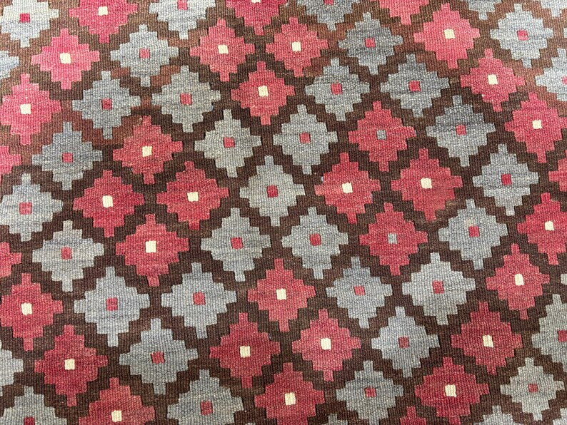 Handmade Afghan Kilim  Rug 334 × 394 cm – 7’8× 12’11 | Boho Tribal Flatweave | Multicolour Geometric Design