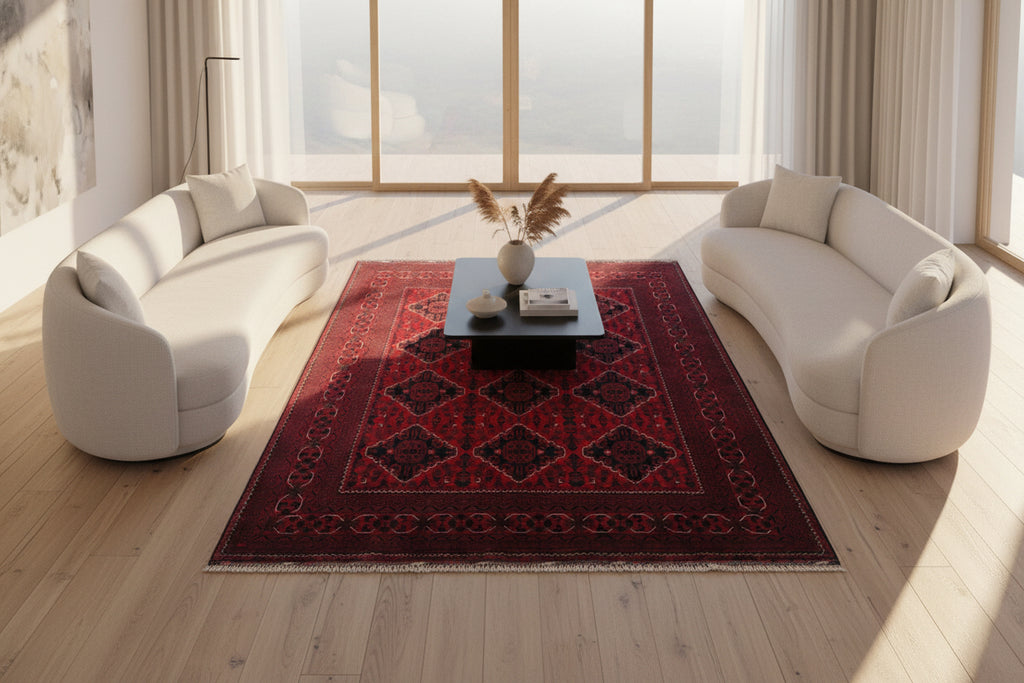 Traditional Afghan Turkoman Rug – 8.1 x 5.8 ft | Handmade 100% Wool Tribal Rug