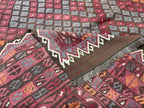 Handmade Afghan Kilim  Rug 334 × 394 cm – 7’8× 12’11 | Boho Tribal Flatweave | Multicolour Geometric Design