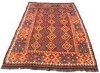 Traditional Afghan Diamond Kilim Rug – 189 x 255 cm | Handwoven Vintage Wool Rug