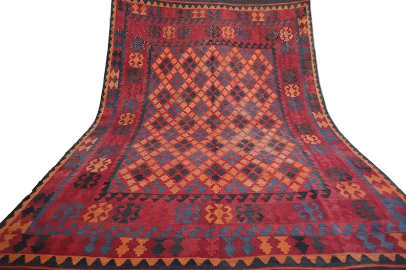 Sunset Afghan Kilim Rug – 200 x 300 cm | Handwoven Tribal Wool Carpet