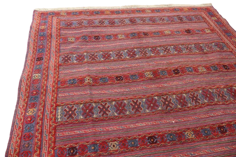 Mashwani Berjesta Tribal Rug 198 × 301 cm – Handwoven Wool Flatweave | Geometric Afghan Design