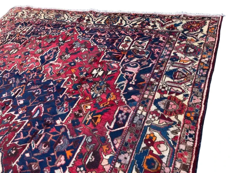 Antique Afghan Caucasian Medallion Rug – 304 x 380 cm | 1960s Hand-Knotted Wool