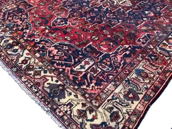 Antique Afghan Caucasian Medallion Rug – 304 x 380 cm | 1960s Hand-Knotted Wool