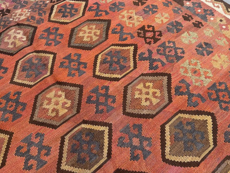 Blush Afghan Kilim Rug – 300 x 200 cm | Vintage Handwoven Geometric Wool Rug