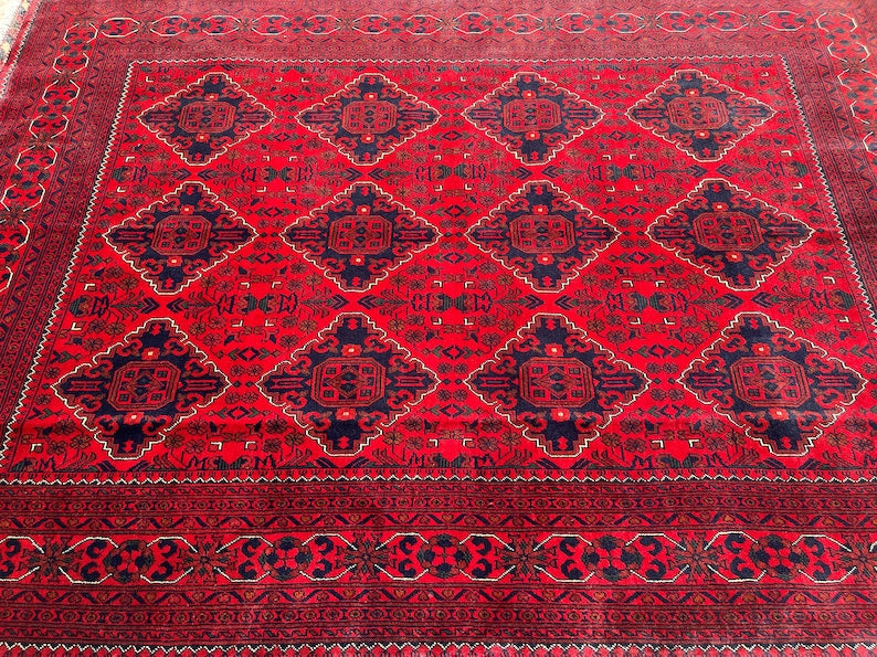 Traditional Afghan Turkoman Rug – 8.1 x 5.8 ft | Handmade 100% Wool Tribal Rug