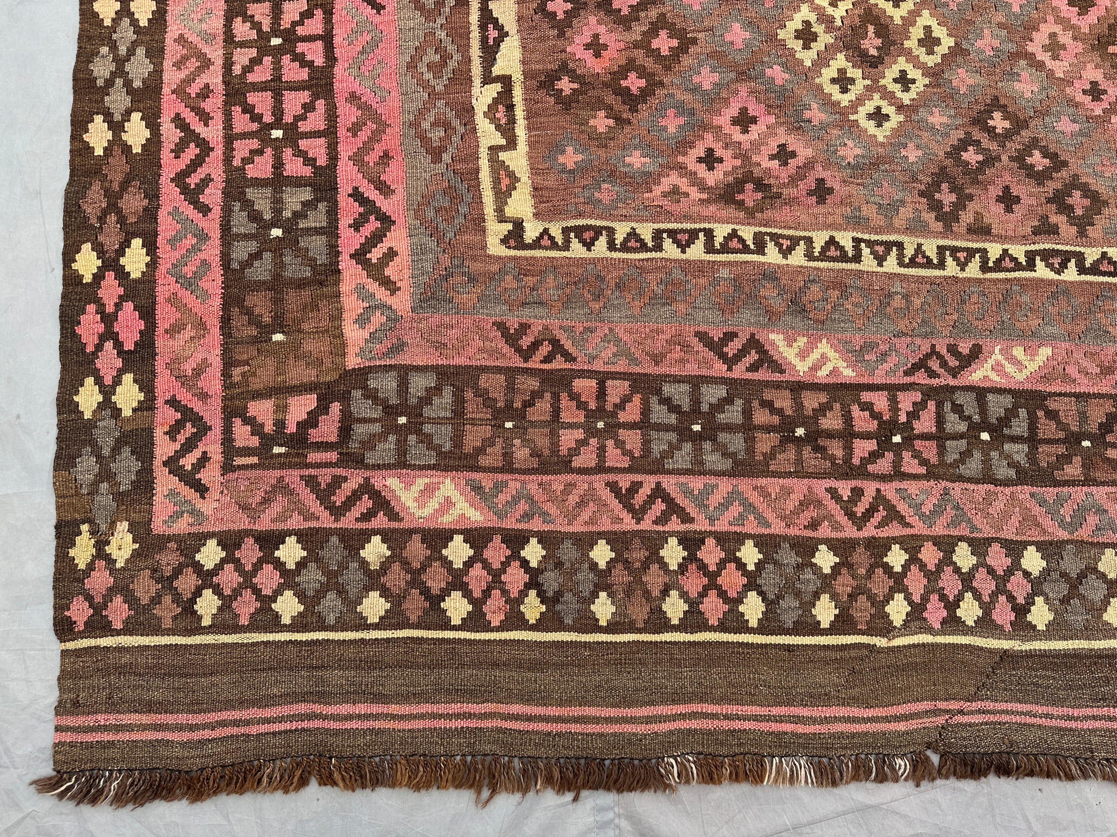 Oversized Afghan Kilim Rug 401x254cm | Handmade Wool Flatweave Tribal Carpet