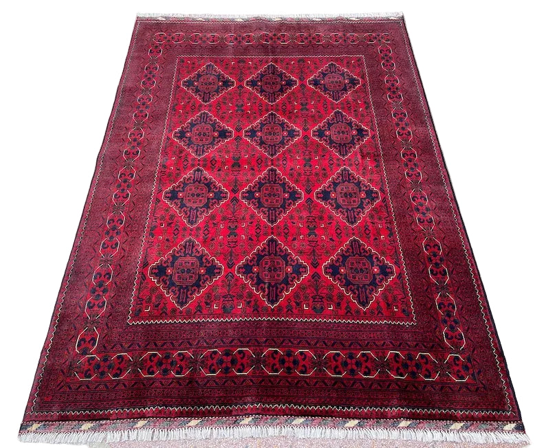 Traditional Afghan Turkoman Rug – 8.1 x 5.8 ft | Handmade 100% Wool Tribal Rug