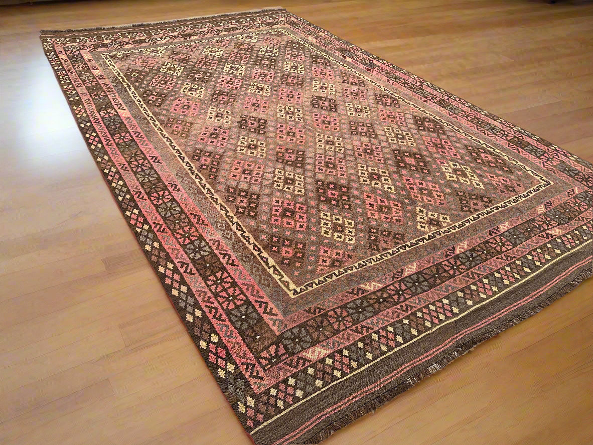 Oversized Afghan Kilim Rug 401x254cm | Handmade Wool Flatweave Tribal Carpet