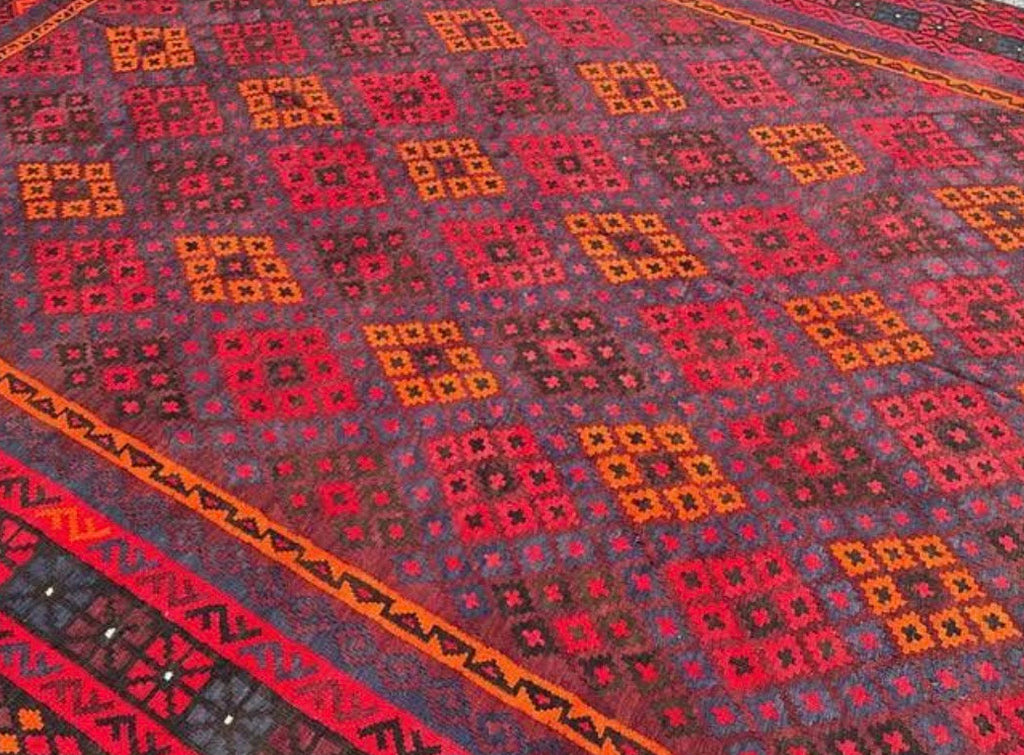 Grand Afghan Kilim Rug – 401 x 254 cm | Extra Large Handwoven Tribal Wool Rug