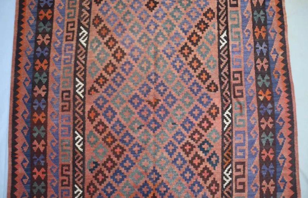 Slate Blue Afghan Kilim Rug – 266 x 159 cm | Vintage Handwoven Tribal Wool Rug