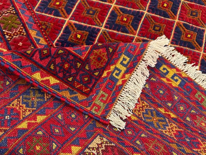 Mashwani Tribal Rug 198 × 296 cm – Handwoven Wool Flatweave | Geometric Afghan Design | 6.5 × 9.7 ft