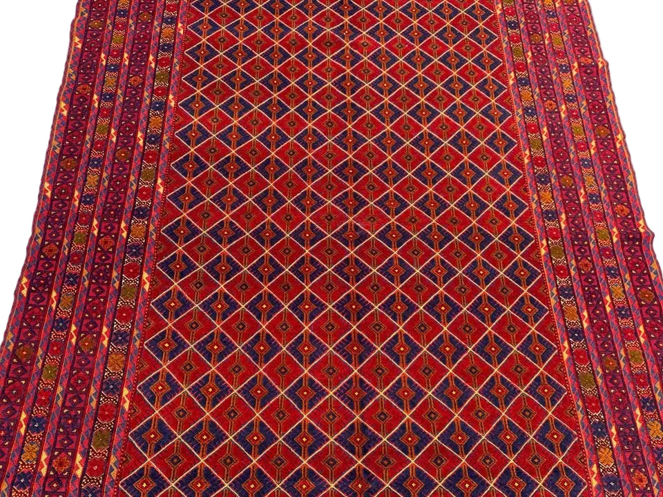 Mashwani Tribal Rug 198 × 296 cm – Handwoven Wool Flatweave | Geometric Afghan Design | 6.5 × 9.7 ft