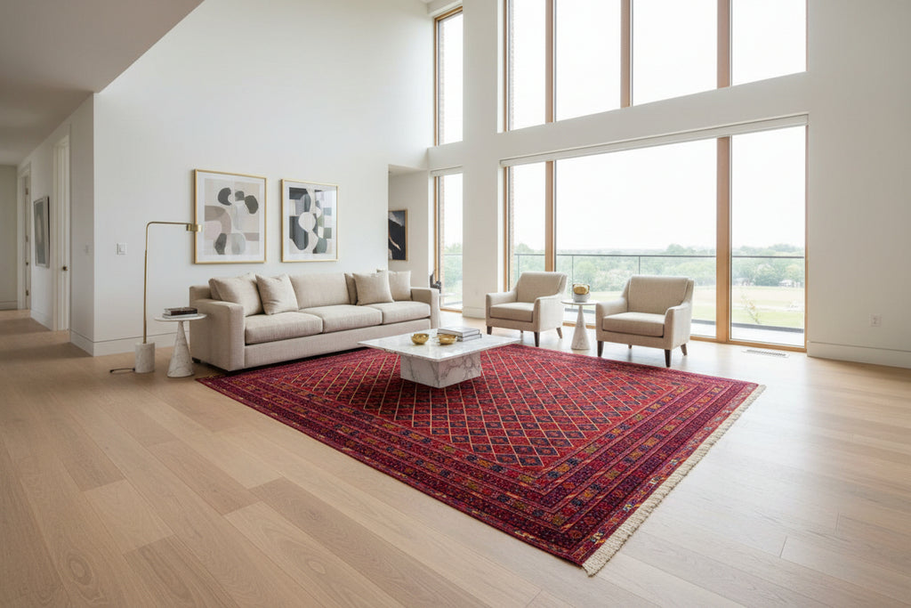 Mashwani Tribal Rug 198 × 296 cm – Handwoven Wool Flatweave | Geometric Afghan Design | 6.5 × 9.7 ft