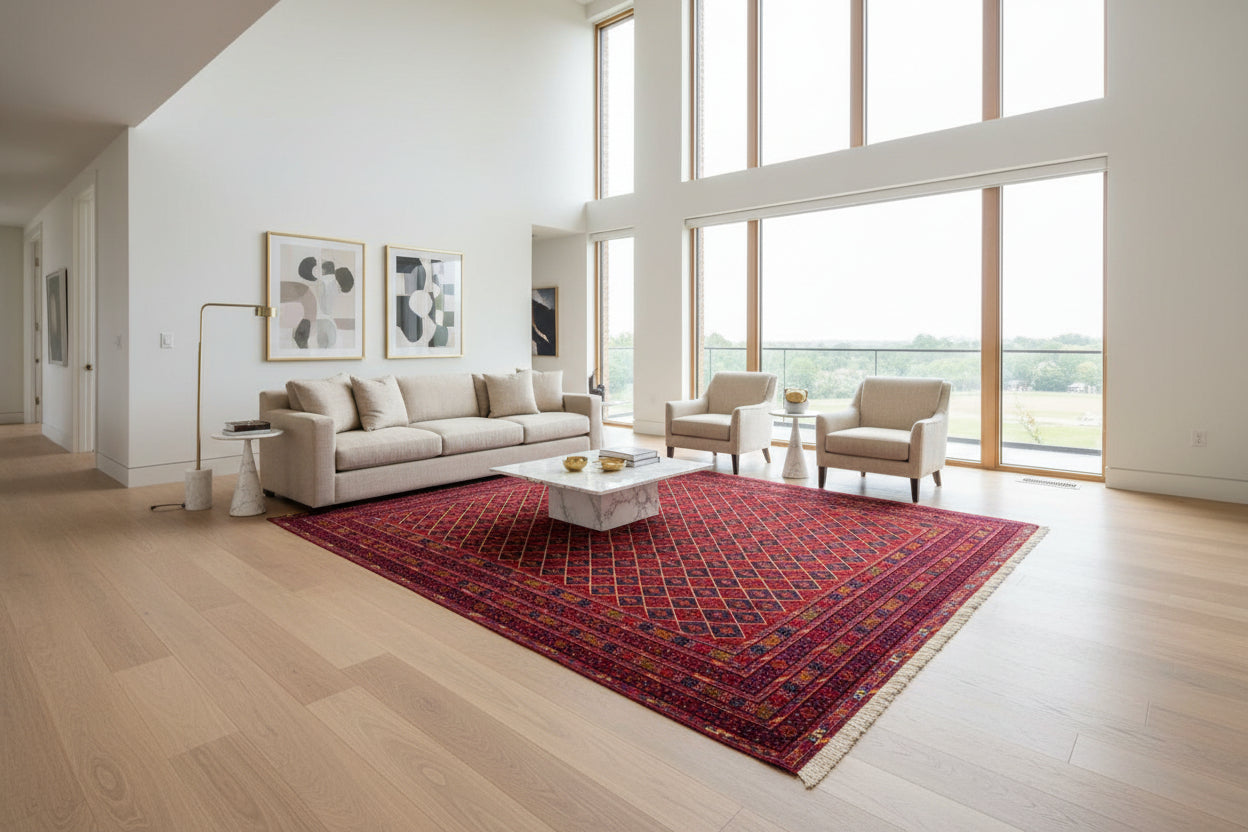 Mashwani Tribal Rug 198 × 296 cm – Handwoven Wool Flatweave | Geometric Afghan Design | 6.5 × 9.7 ft