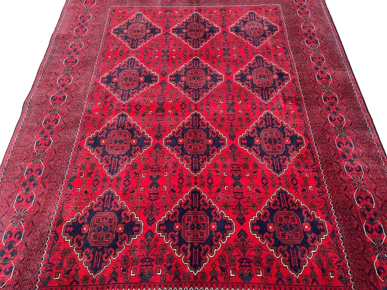 Traditional Afghan Turkoman Rug – 8.1 x 5.8 ft | Handmade 100% Wool Tribal Rug