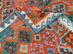 Handmade Afghan Kilim  Rug 205 × 300 cm – 6.9 × 9’1 | Boho Tribal Flatweave | Multicolour Geometric Design
