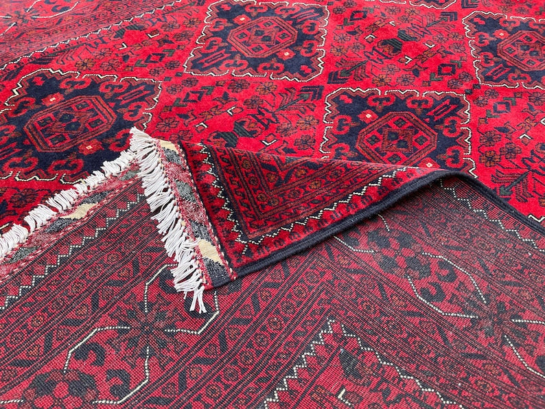 Traditional Afghan Turkoman Rug – 8.1 x 5.8 ft | Handmade 100% Wool Tribal Rug