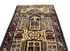 Handmade Afghan Baluchi Rug – Tribal Wool Area Rug | Vintage Geometric Carpet | Traditional Afghan Design | 210 x 118 cm