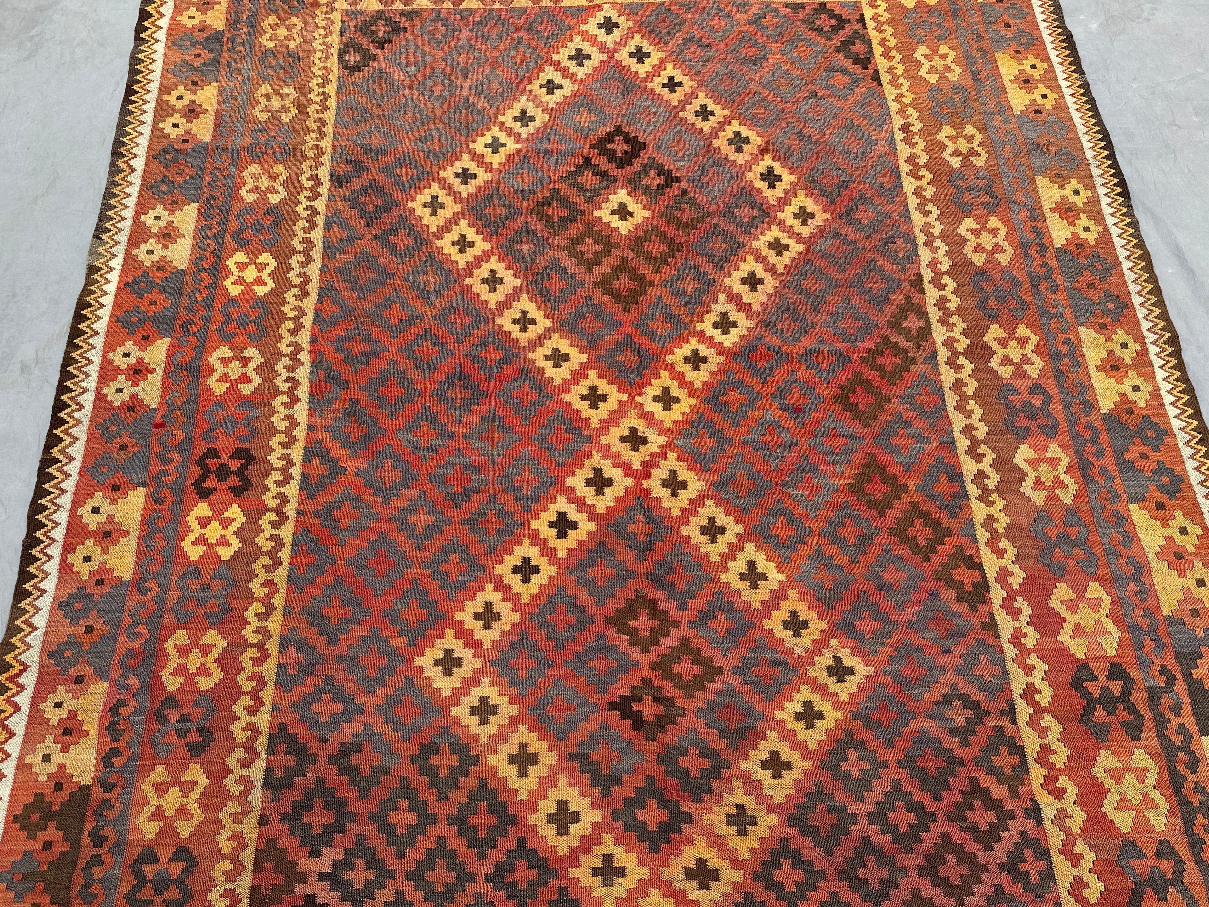 Afghan Kilim Rug 200x300 cm | Handwoven Wool Flatweave | Vintage Tribal Geometric Carpet | Boho & Ethnic Home Decor