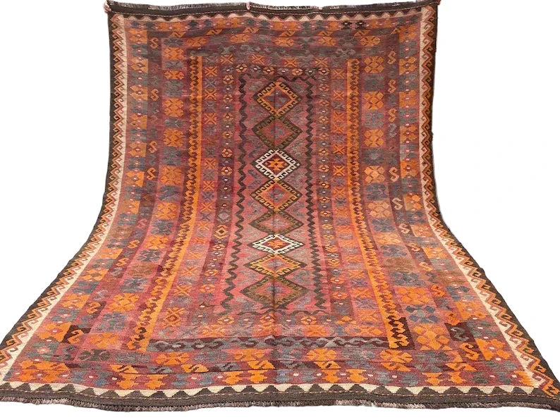 Nomad Heritage Afghan Kilim Rug – 260 x 202 cm | Vintage Handwoven Wool Flatweave