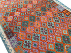 Handmade Afghan Kilim  Rug 205 × 300 cm – 6.9 × 9’1 | Boho Tribal Flatweave | Multicolour Geometric Design