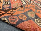 Handmade Afghan Kilim Rug – 200 x 300 cm | Terracotta Geometric Wool Flatweave | Large Tribal Area Rug