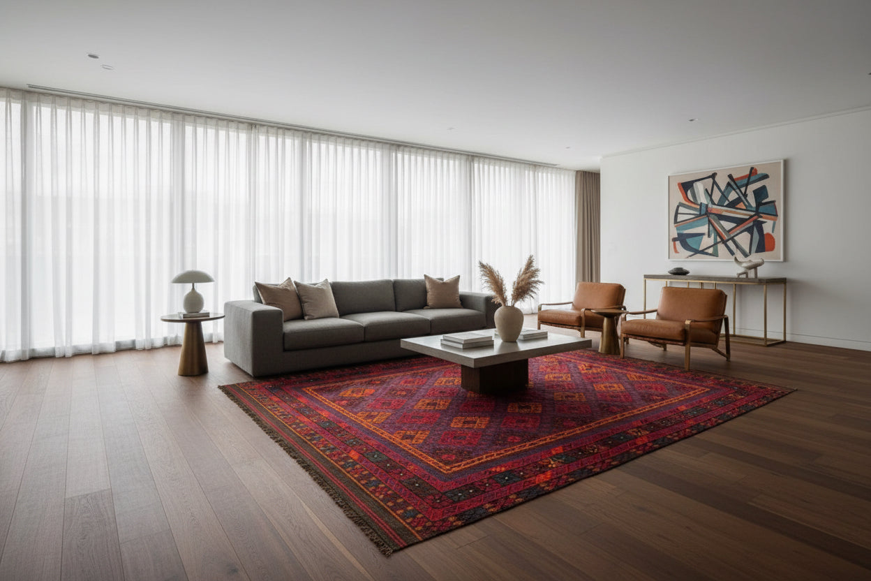 Grand Afghan Kilim Rug – 401 x 254 cm | Extra Large Handwoven Tribal Wool Rug