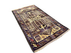 Handmade Afghan Baluchi Rug – Tribal Wool Area Rug | Vintage Geometric Carpet | Traditional Afghan Design | 210 x 118 cm