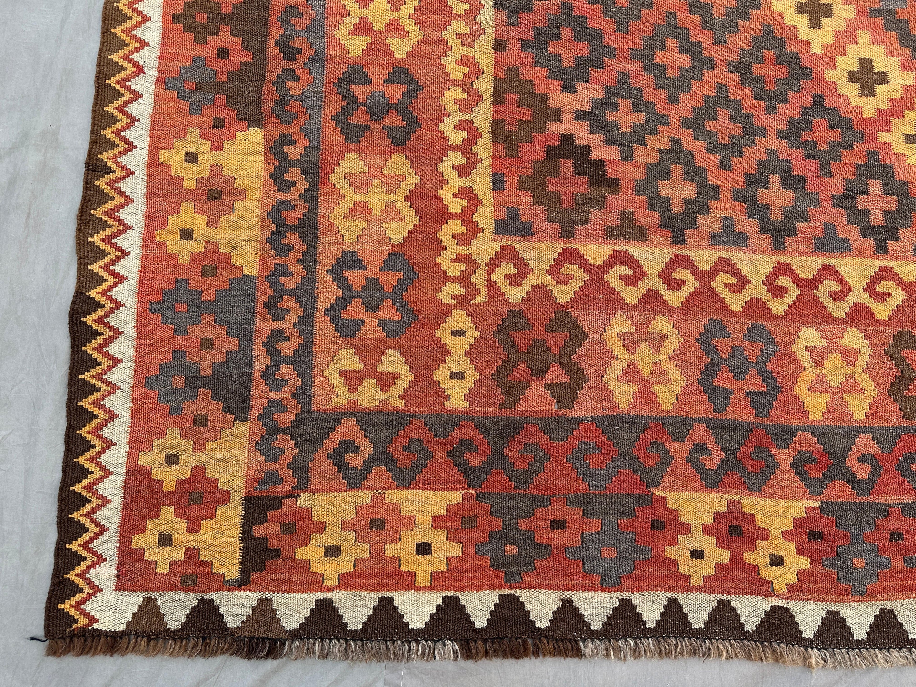 Afghan Kilim Rug 200x300 cm | Handwoven Wool Flatweave | Vintage Tribal Geometric Carpet | Boho & Ethnic Home Decor