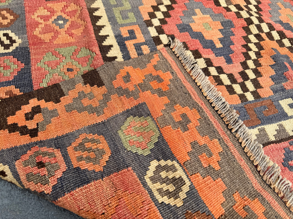 Handmade Afghan Kilim Rug – 200 x 300 cm | Terracotta Geometric Wool Flatweave | Large Tribal Area Rug