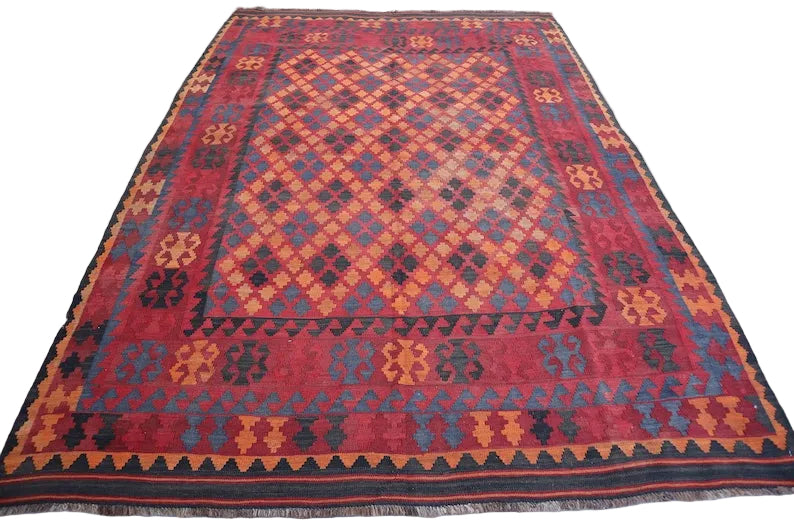 Sunset Afghan Kilim Rug – 200 x 300 cm | Handwoven Tribal Wool Carpet