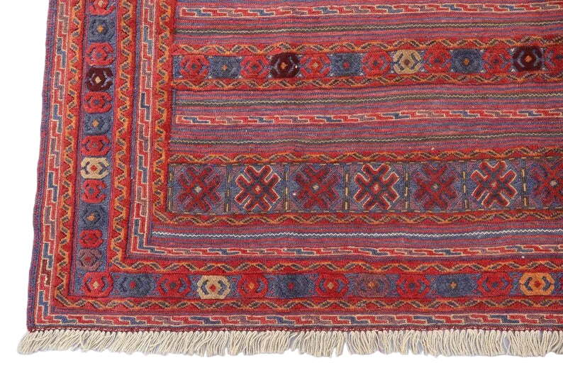 Mashwani Berjesta Tribal Rug 198 × 301 cm – Handwoven Wool Flatweave | Geometric Afghan Design