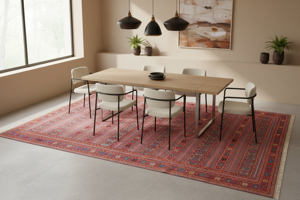 Mashwani Berjesta Tribal Rug 198 × 301 cm – Handwoven Wool Flatweave | Geometric Afghan Design