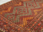 Handmade Afghan Kilim  Rug 334 × 394 cm – 7’8× 12’11 | Boho Tribal Flatweave | Multicolour Geometric Design