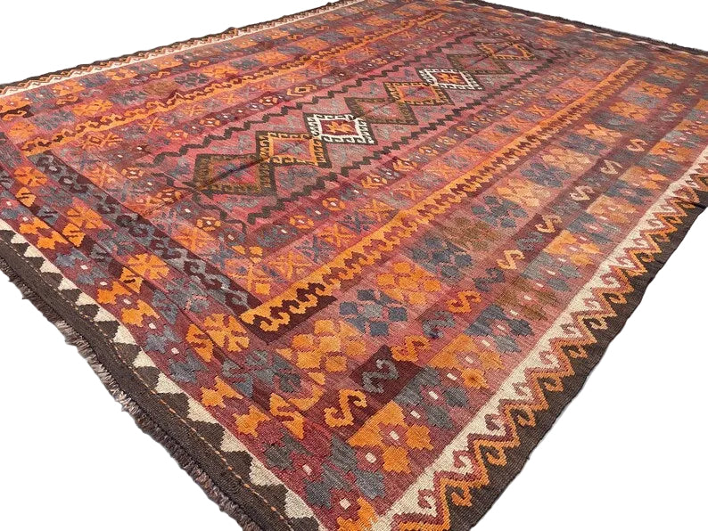 Nomad Heritage Afghan Kilim Rug – 260 x 202 cm | Vintage Handwoven Wool Flatweave