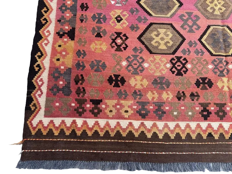 Blush Afghan Kilim Rug – 300 x 200 cm | Vintage Handwoven Geometric Wool Rug