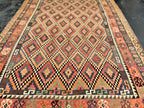 Handmade Afghan Kilim Rug – 200 x 300 cm | Terracotta Geometric Wool Flatweave | Large Tribal Area Rug