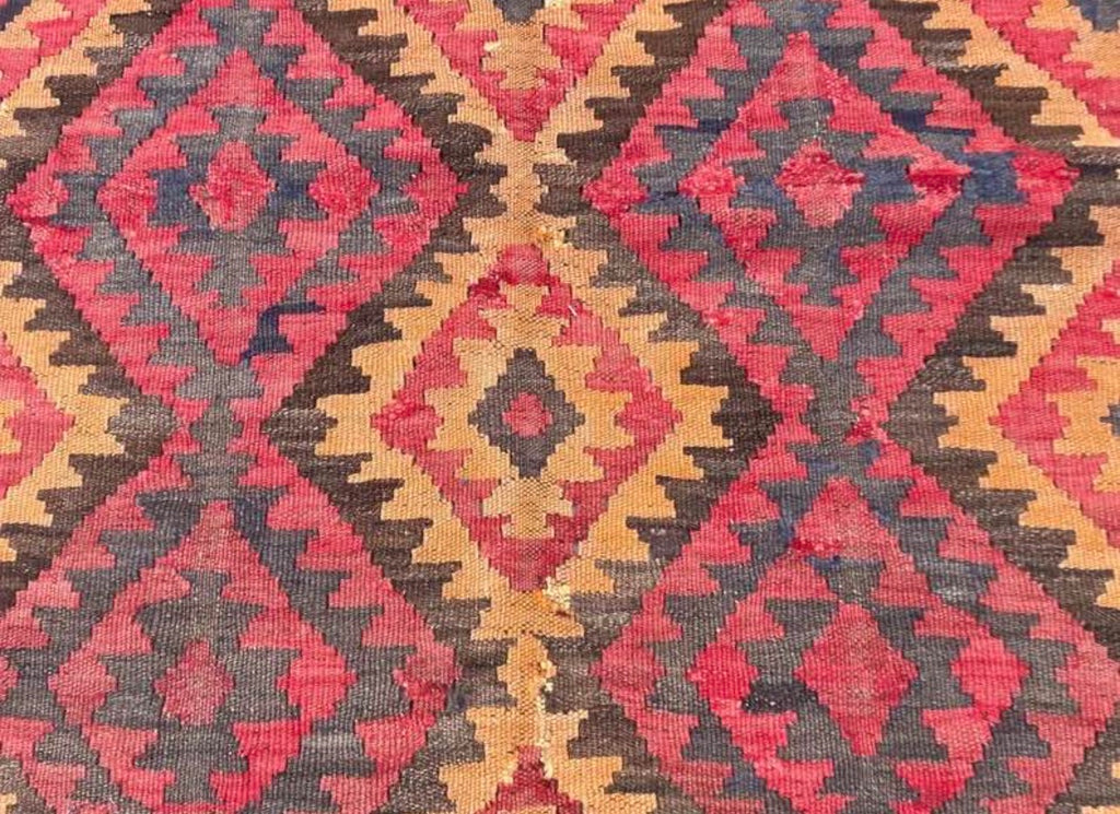 Traditional Afghan Diamond Kilim Rug – 189 x 255 cm | Handwoven Vintage Wool Rug